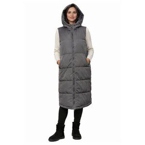 🖤 ONLY Charcoal Hooded Long Puffer Vest – XS